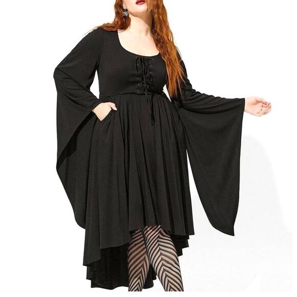 Torrid 2‎ (2X 18/20) Witch Halloween Costume Cosplay Lace Up Bell Sleeve Dress - Picture 1 of 3